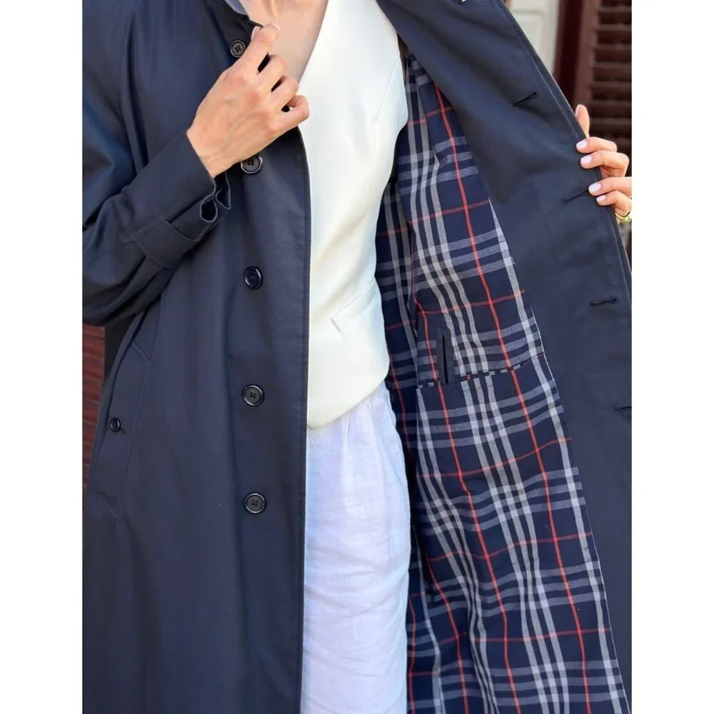 Vintage 80's Burberry Heritage Waterloo Trench Coat Nova Check 10 Long FLAWS - Picture 1 of 13